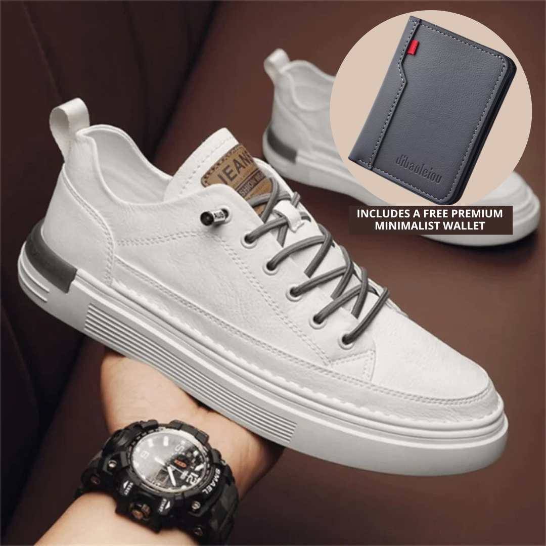 UrbanCraft™ – Men’s Leather Sneakers | Includes a Free Premium Minimalist Wallet