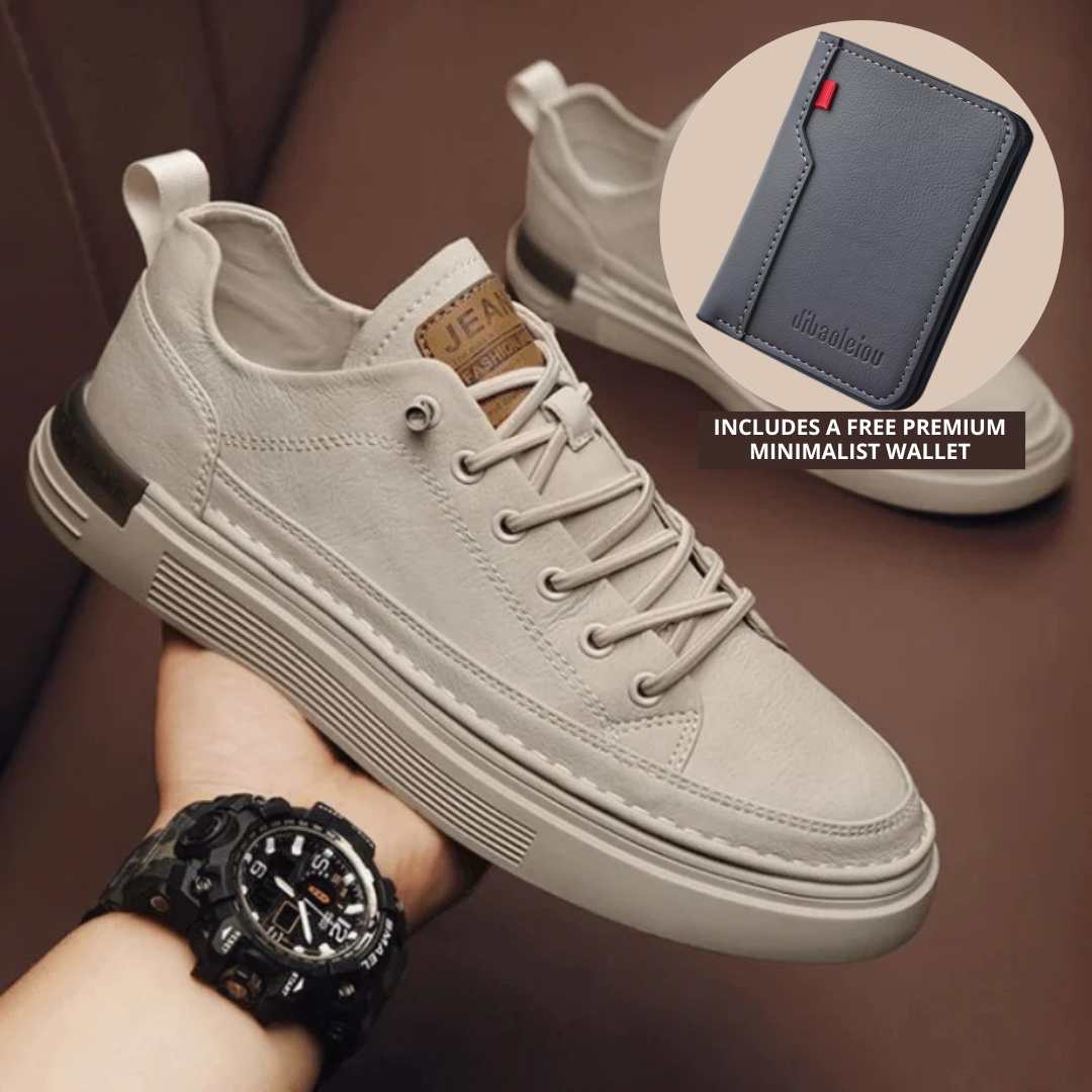 UrbanCraft™ – Men’s Leather Sneakers | Includes a Free Premium Minimalist Wallet