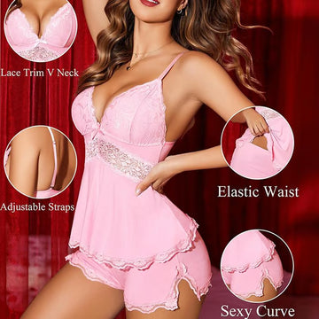 💖 Modal spets camisole + trosuppsättning