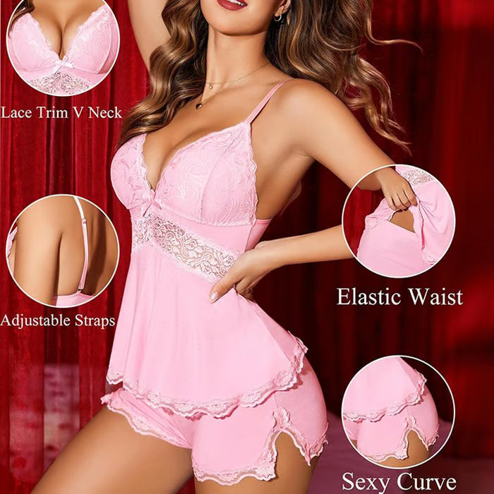 💖 Modal spets camisole + trosuppsättning
