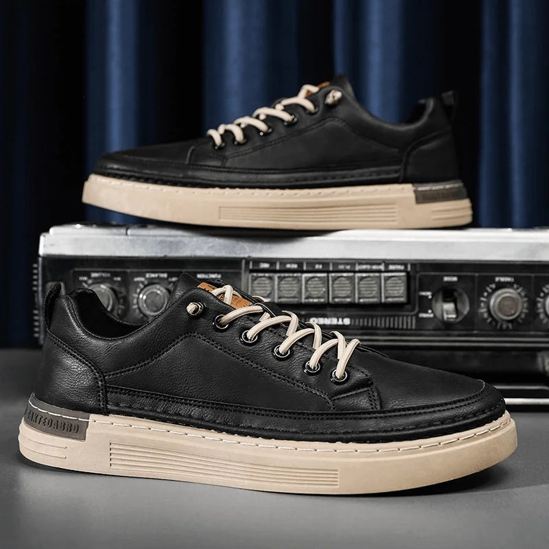 UrbanCraft™ – Men’s Leather Sneakers | Includes a Free Premium Minimalist Wallet