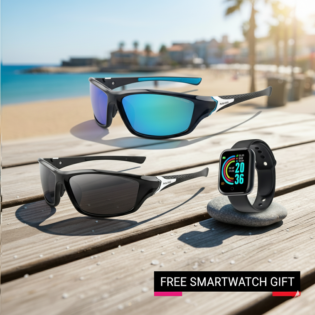 Kit polariserade sportiga pro solglasögon - gratis smartwatch gåva